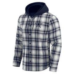 Dallas Cowboys Darius Rucker Collection Plaid Flannel Quilted Full-Snap Hooded Shacket - Navy - Fanatics