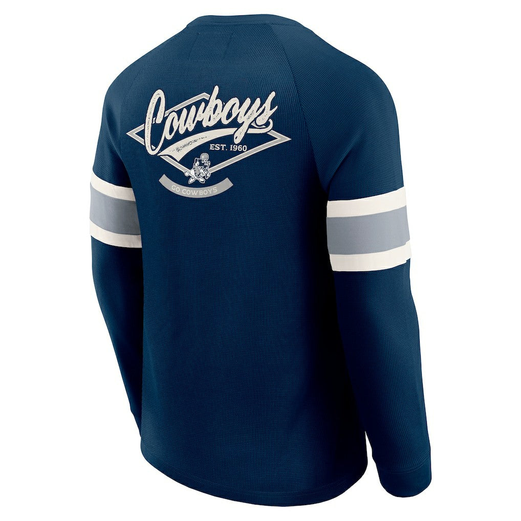 Dallas Cowboys Darius Rucker Collection Waffle-Knit Raglan Long Sleeve Henley T-Shirt - Navy - Fanatics