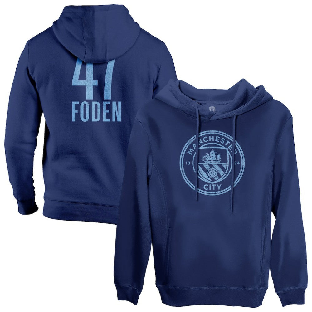 Phil Foden Manchester City 1863FC Player Fleece Pullover Hoodie Navy