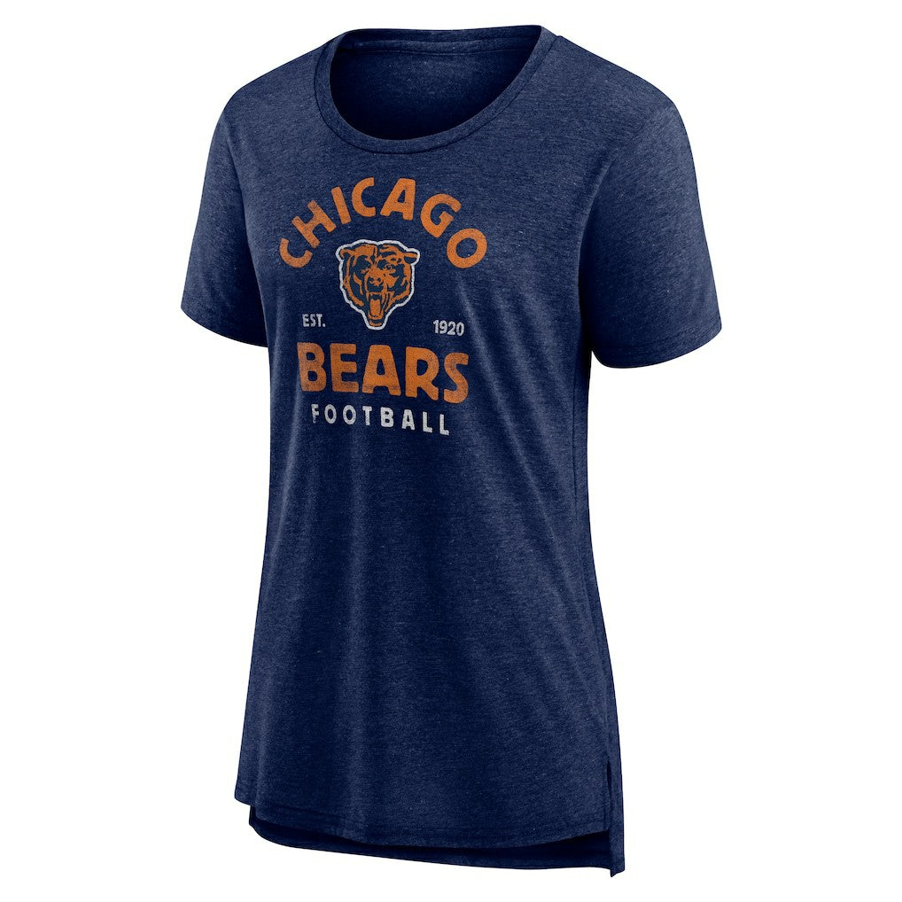 Chicago Bears Women's Vintage Arch Tri-Blend T-Shirt - Navy - NFL