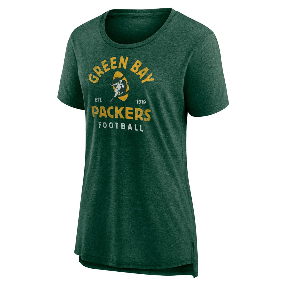 Green Bay Packers Women's Vintage Arch Tri-Blend T-Shirt - Green - NFL