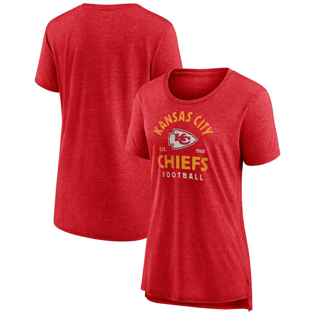 Kansas City Chiefs Women's Vintage Arch Tri-Blend T-Shirt - Red - NFL