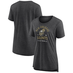 New Orleans Saints Women's Vintage Arch Tri-Blend T-Shirt - Charcoal - NFL