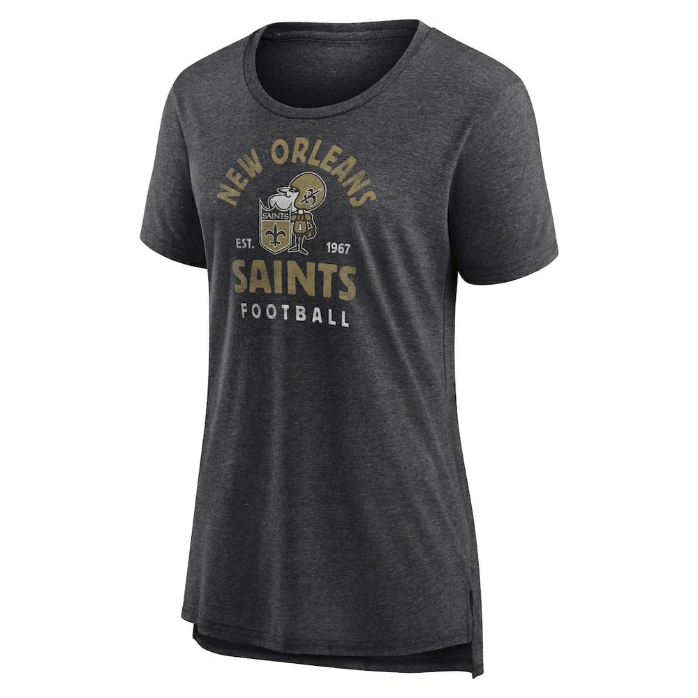 New Orleans Saints Women's Vintage Arch Tri-Blend T-Shirt - Charcoal - NFL
