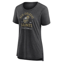 New Orleans Saints Women's Vintage Arch Tri-Blend T-Shirt - Charcoal - NFL