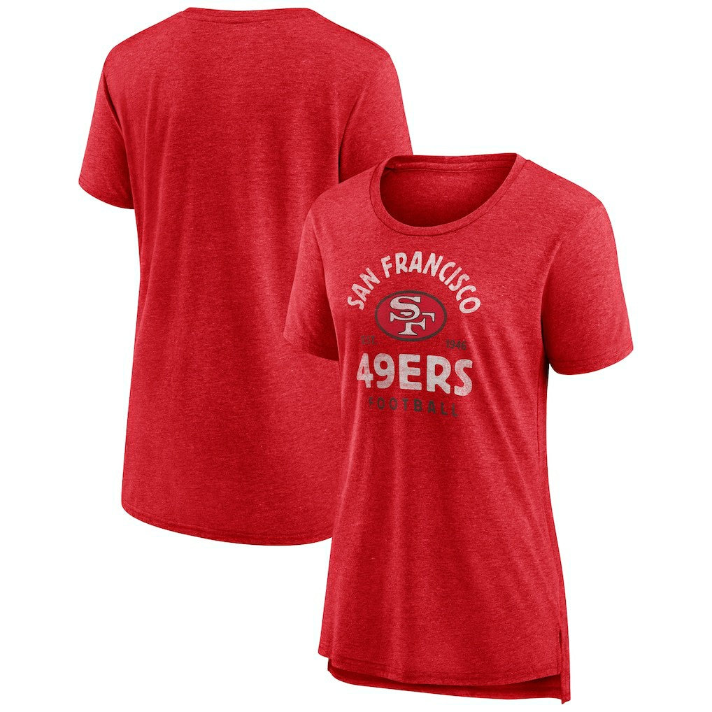 San Francisco 49ers Women's Vintage Arch Tri-Blend T-Shirt - Scarlet - NFL