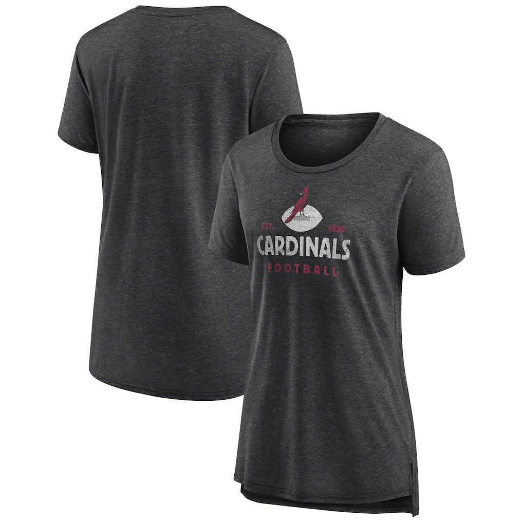 Arizona Cardinals Women's Vintage Arch Tri-Blend T-Shirt - Charcoal - NFL