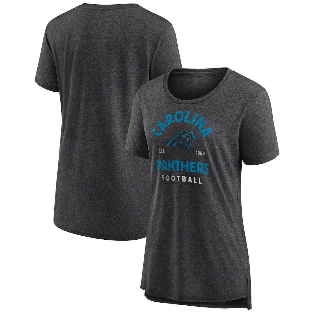 Carolina Panthers Women's Vintage Arch Tri-Blend T-Shirt - Charcoal - NFL