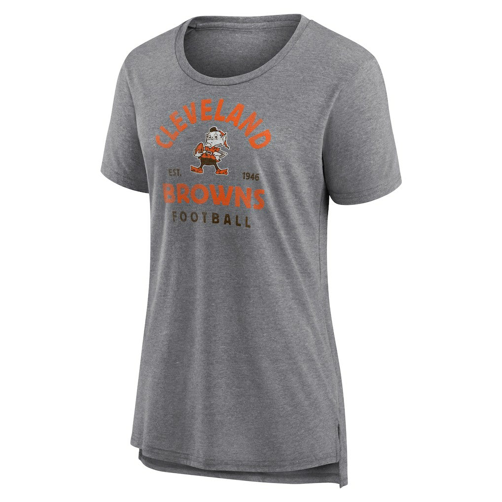 Cleveland Browns Women's Vintage Arch Tri-Blend T-Shirt - Gray - NFL