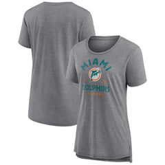 Miami Dolphins Women's Vintage Arch Tri-Blend T-Shirt - Gray - NFL