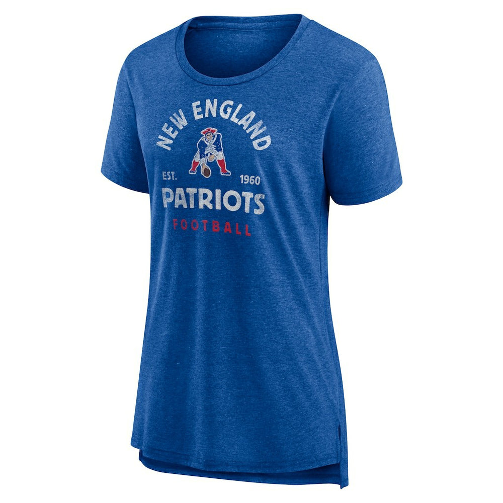 New England Patriots Women's Vintage Arch Tri-Blend T-Shirt - Royal - NFL