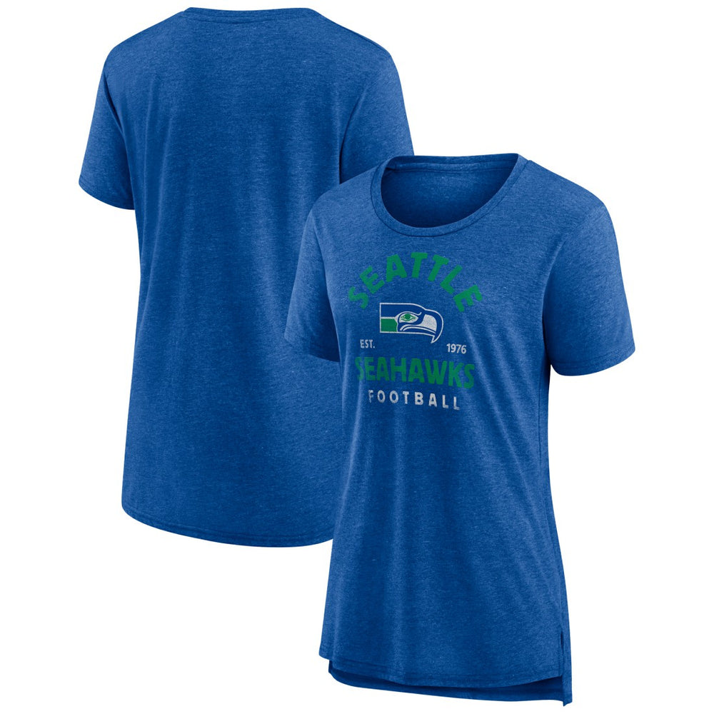 Seattle Seahawks Women's Vintage Arch Tri-Blend T-Shirt - Royal - NFL
