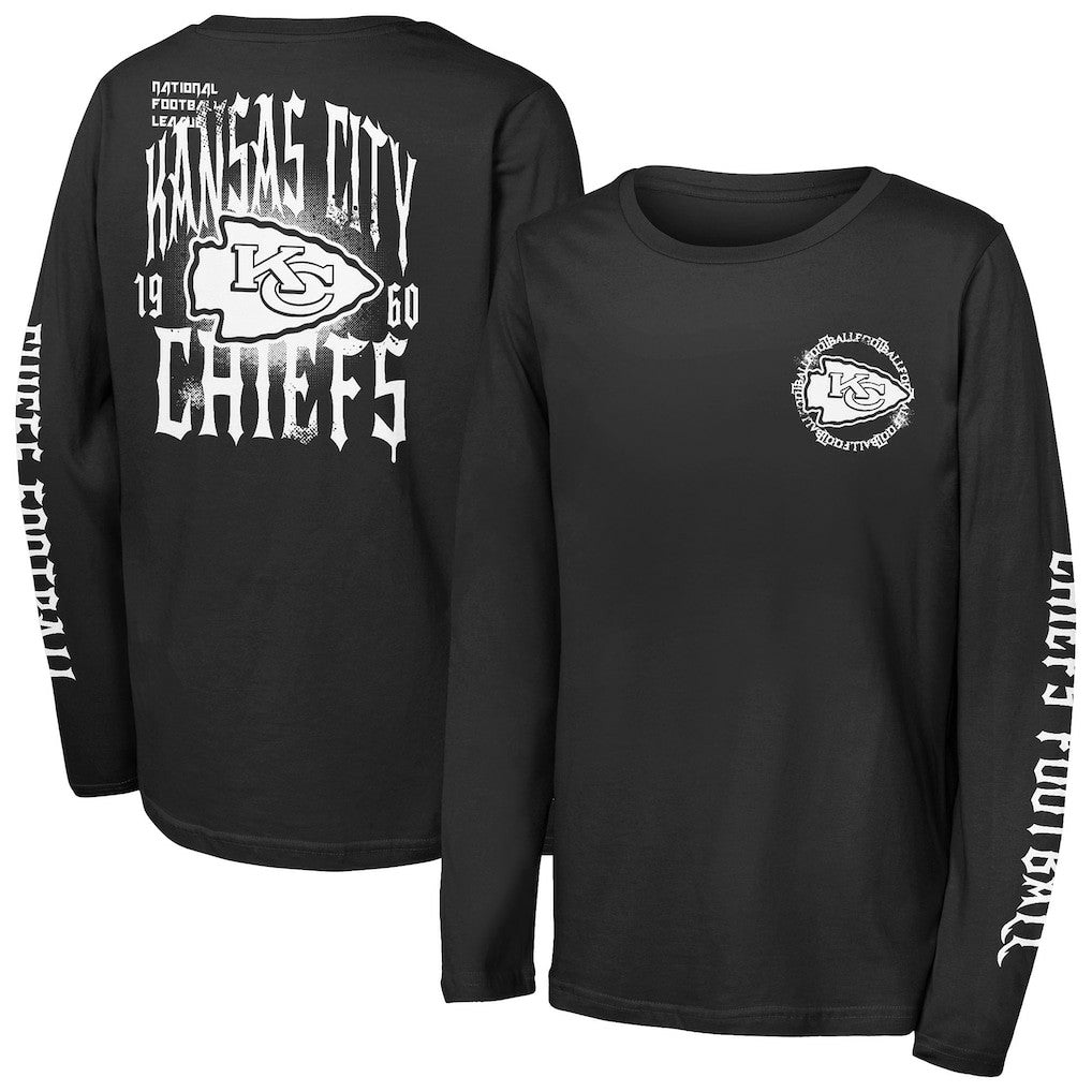 Kansas City Chiefs Outerstuff Youth Rumble Long Sleeve T-Shirt - Black - NFL