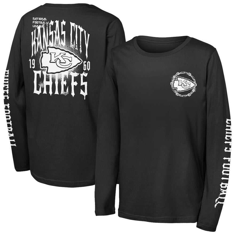 Kansas City Chiefs Outerstuff Youth Rumble Long Sleeve T-Shirt - Black - NFL