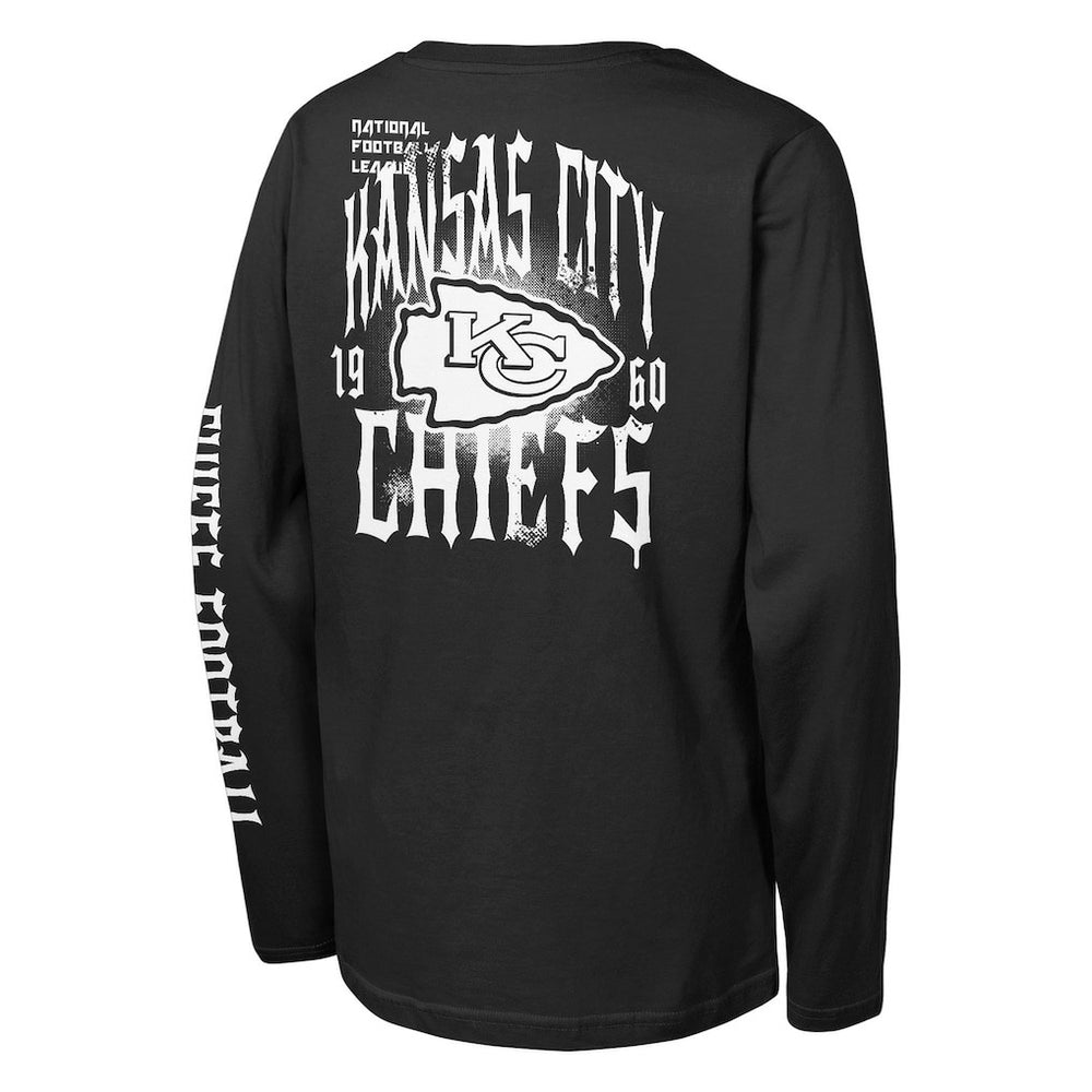 Kansas City Chiefs Outerstuff Youth Rumble Long Sleeve T-Shirt - Black - NFL