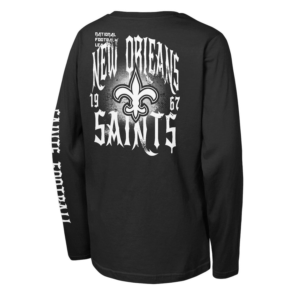 New Orleans Saints Outerstuff Youth Rumble Long Sleeve T-Shirt - Black - NFL