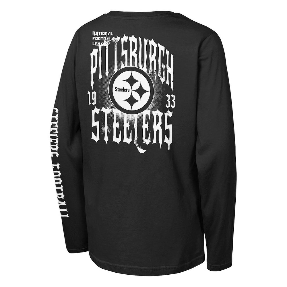 Pittsburgh Steelers Outerstuff Youth Rumble Long Sleeve T-Shirt - Black - NFL