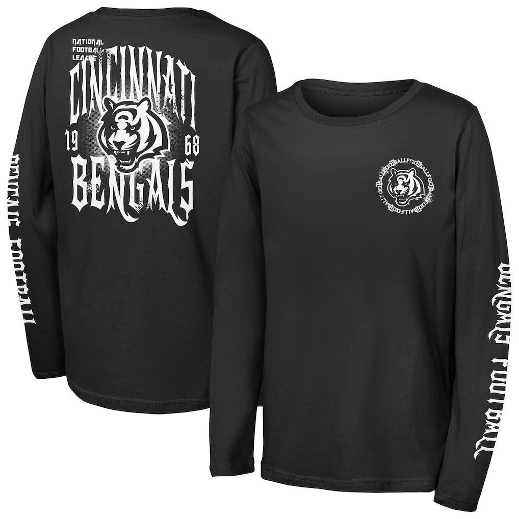 Cincinnati Bengals Outerstuff Youth Rumble Long Sleeve T-Shirt - Black - NFL