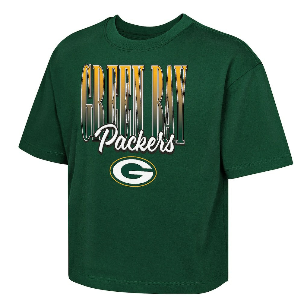 Green Bay Packers Outerstuff Girls Youth Big City Boxy T-Shirt - Green - NFL