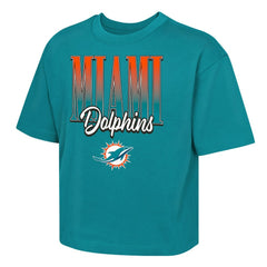 Miami Dolphins Outerstuff Girls Youth Big City Boxy T-Shirt - Aqua - NFL