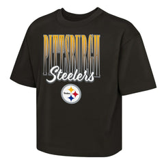 Pittsburgh Steelers Outerstuff Girls Youth Big City Boxy T-Shirt - Black - NFL