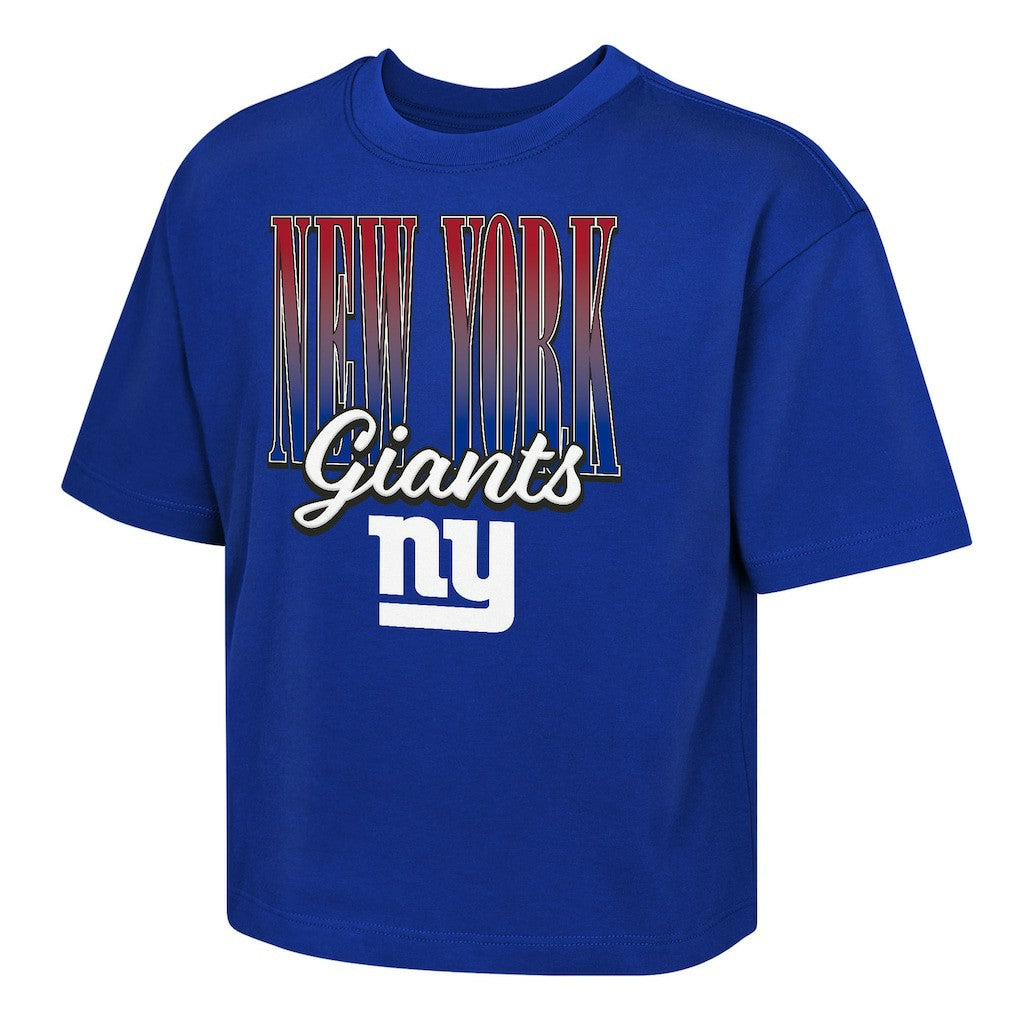 New York Giants Outerstuff Girls Youth Big City Boxy T-Shirt - Royal - NFL