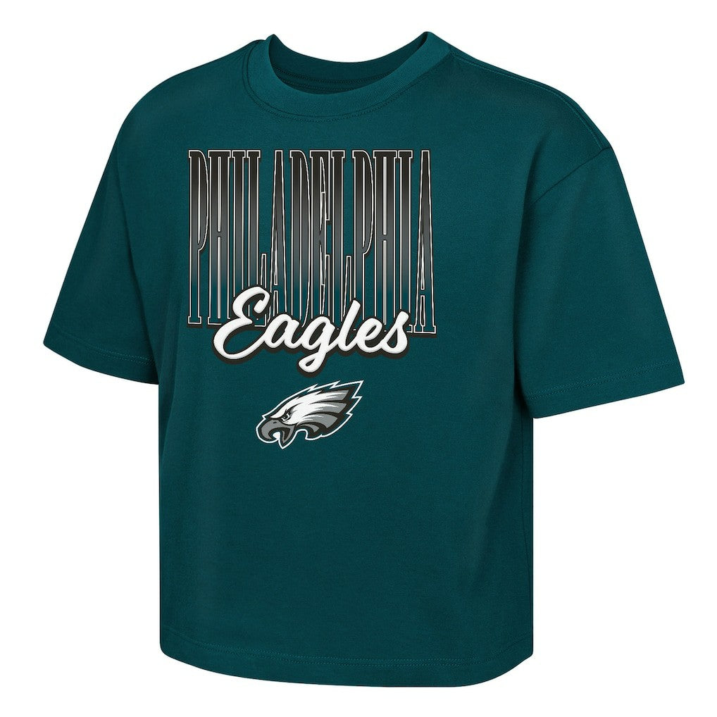 Philadelphia Eagles Outerstuff Girls Youth Big City Boxy T-Shirt - Midnight Green - NFL