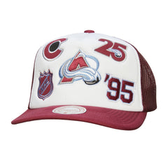 Colorado Avalanche Mitchell & Ness Gridlock Trucker Adjustable Hat - White/Burgundy | NHL Lifestyle