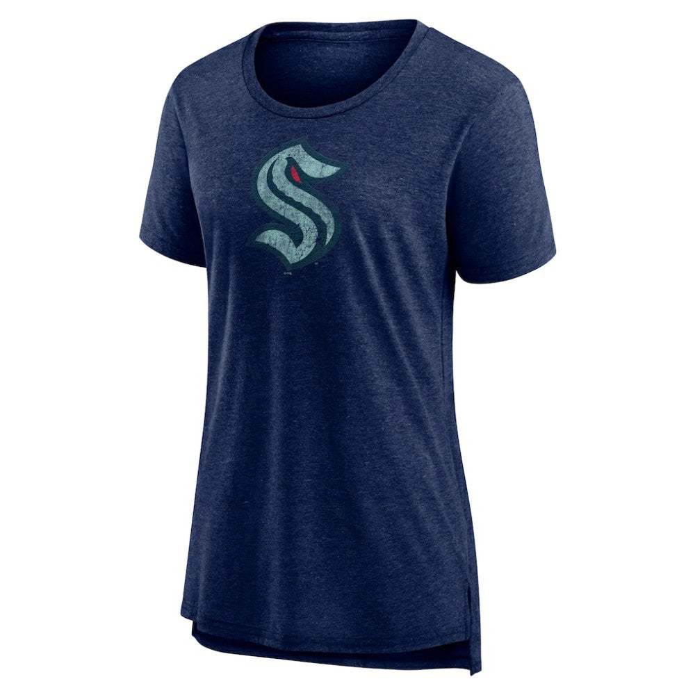Seattle Kraken Women's Slow Whistle Tri-Blend T-Shirt - Deep Sea Blue | NHL Clearance