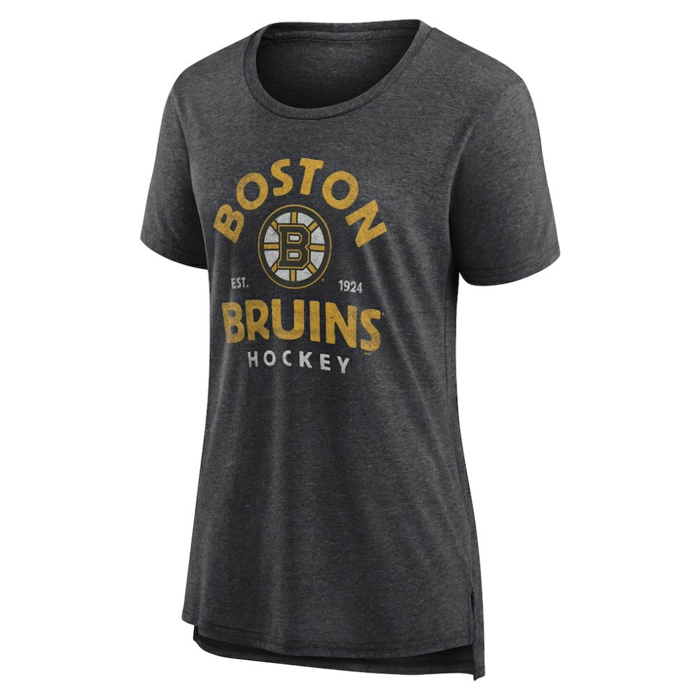 Boston Bruins Women's Vintage Arch Tri-Blend T-Shirt - Gray | NHL Clearance