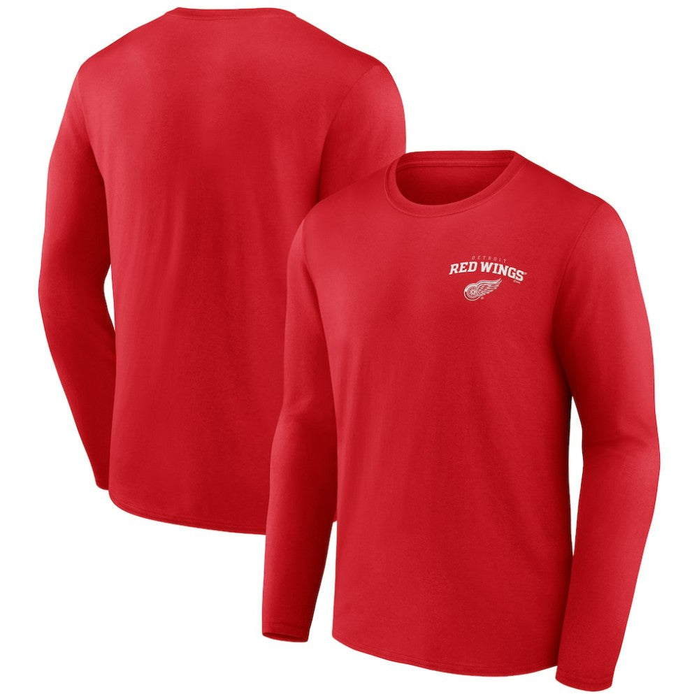 Detroit Red Wings Team Lockup Long Sleeve T-Shirt - Red | NHL near me