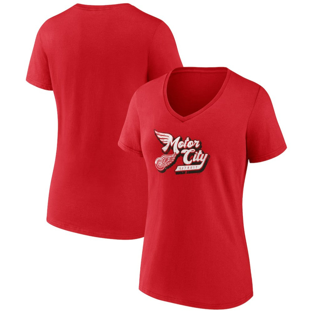 Detroit Red Wings Women's Active Edge V-Neck T-Shirt - Red | NHL Clearance