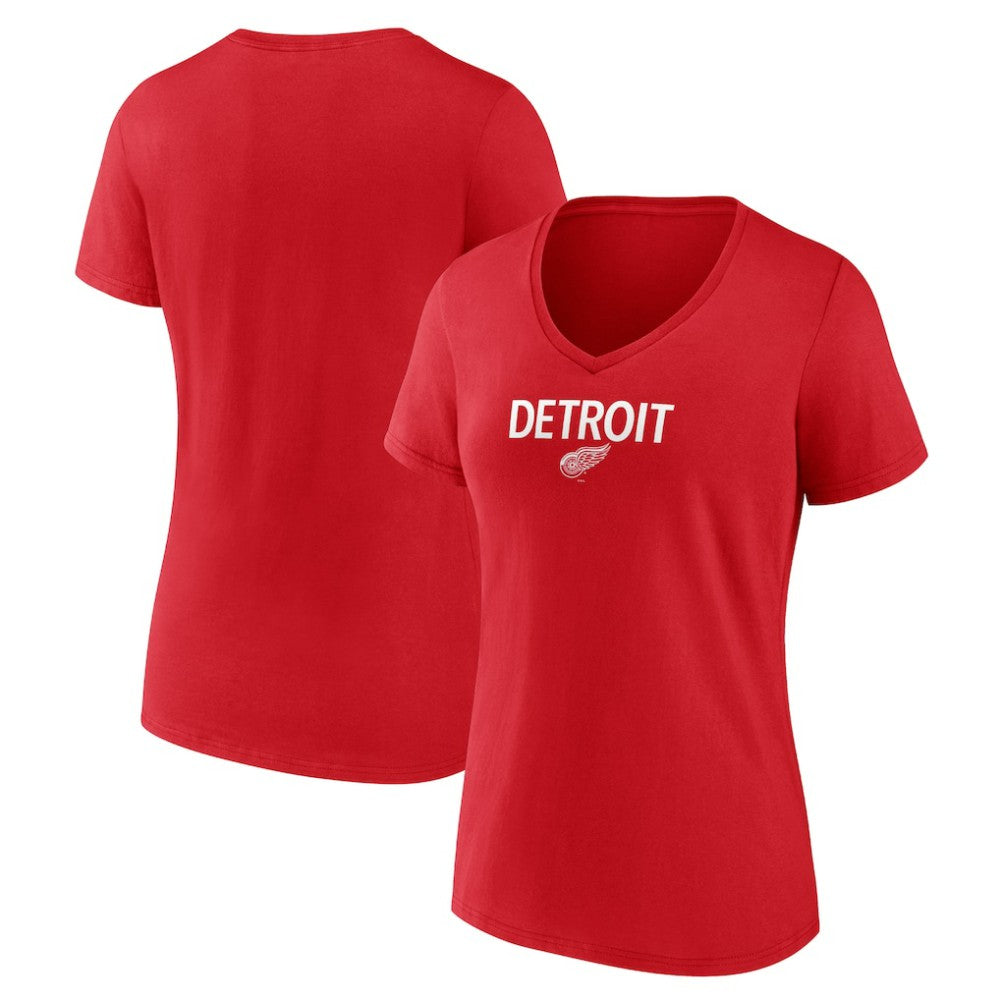 Detroit Red Wings Women's Primary Logo V-Neck T-Shirt - Red | NHL online