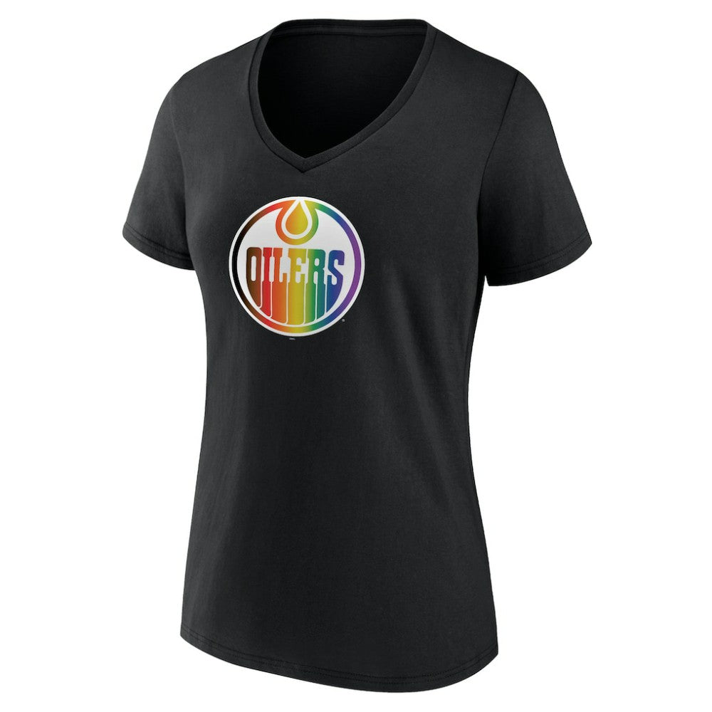 Edmonton Oilers Women's Team Pride V-Neck T-Shirt - Black | NHL sale