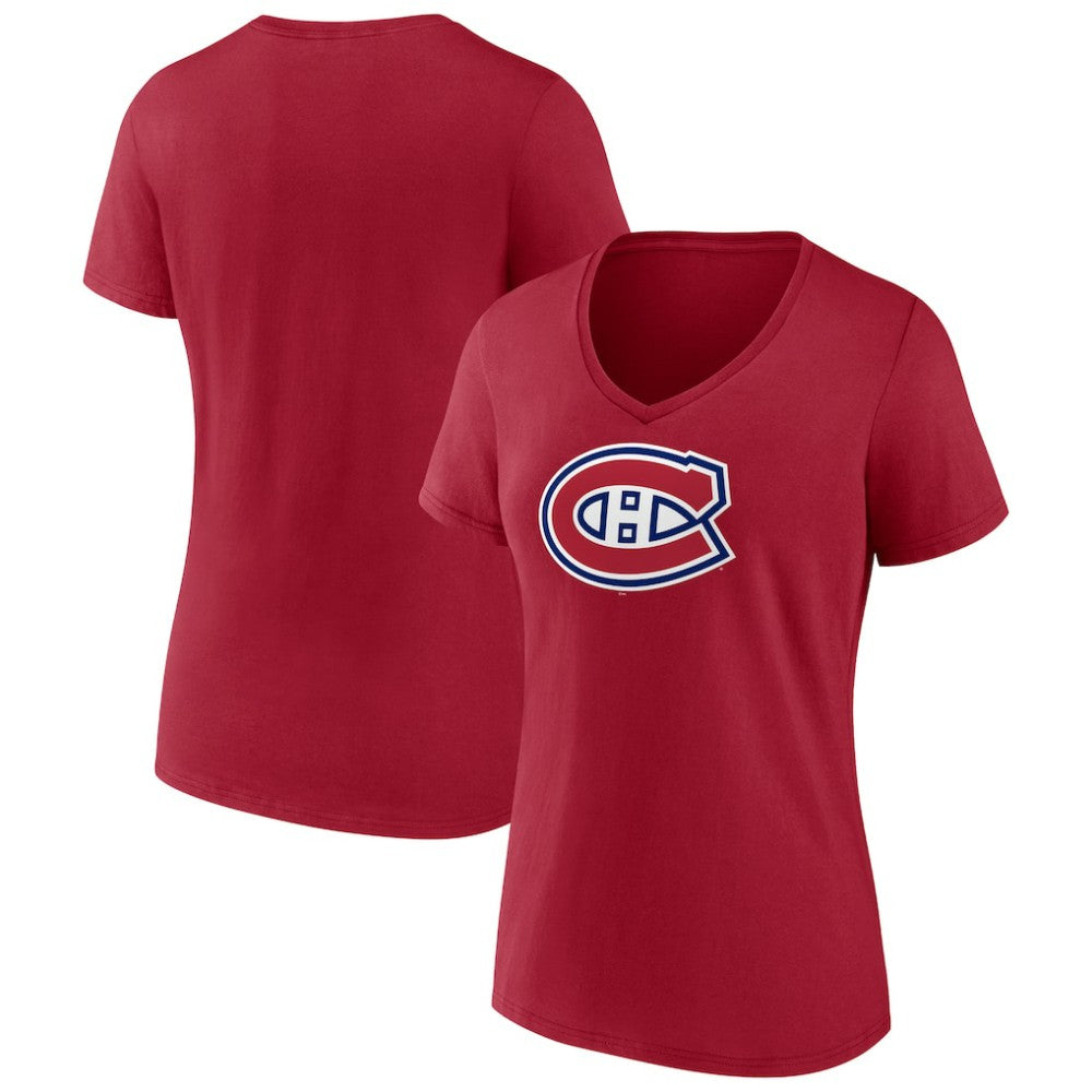 Montreal Canadiens Women's Primary Logo V-Neck T-Shirt - Red | NHL online