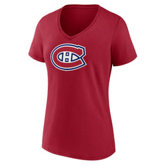 Montreal Canadiens Women's Primary Logo V-Neck T-Shirt - Red | NHL online