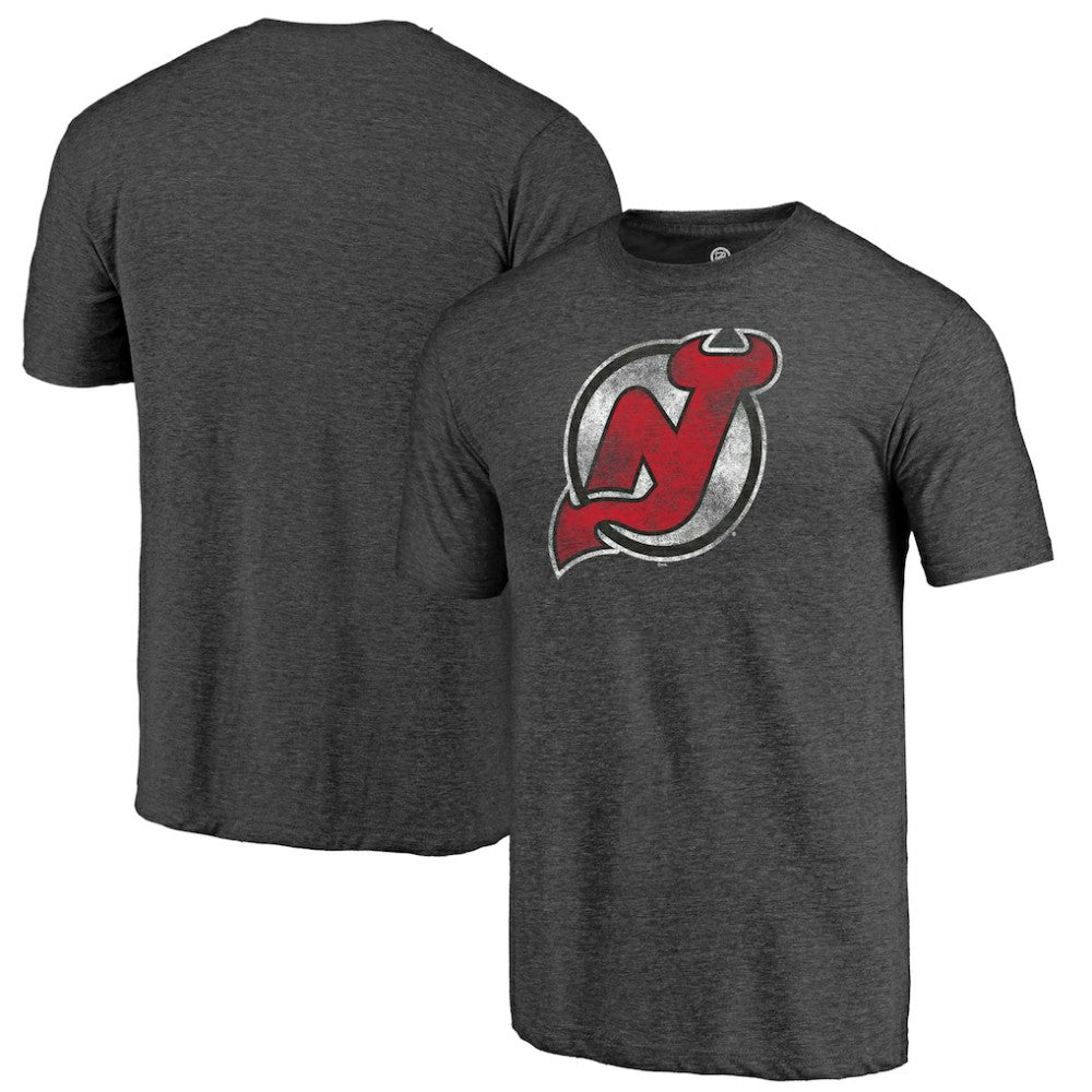 New Jersey Devils Distressed Tri-Blend T-Shirt - Charcoal | NHL online