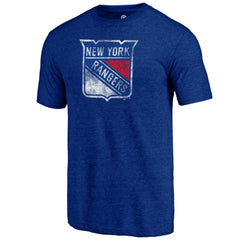 New York Rangers Distressed Logo Tri-Blend T-Shirt - Blue | NHL sale