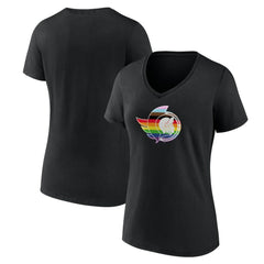Ottawa Senators Women's NHL Pride V-Neck T-Shirt - Black | NHL Lifestyle