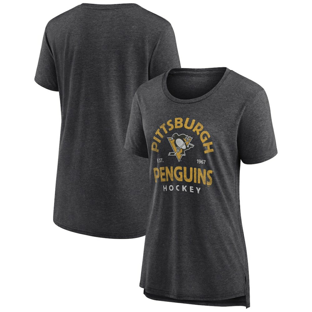 Pittsburgh Penguins Women's Vintage Arch Tri-Blend T-Shirt - Gray | NHL Lifestyle