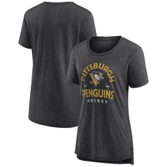 Pittsburgh Penguins Women's Vintage Arch Tri-Blend T-Shirt - Gray | NHL Lifestyle