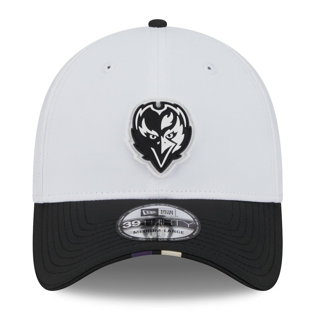 Baltimore Ravens New Era 2025 NFL Training Camp 39THIRTY Flex Hat - White/Black - NFL