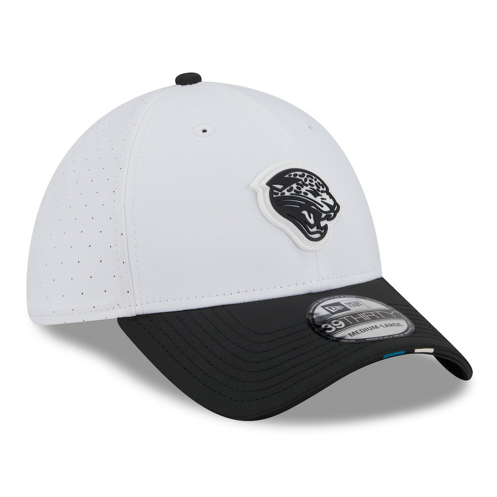 Jacksonville Jaguars New Era 2025 NFL Training Camp Throwback Logo 39THIRTY Flex Hat - White/Black - NFL
