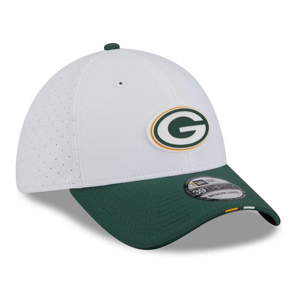 Green Bay Packers New Era 2025 NFL Training Camp 39THIRTY Flex Hat - White/Green - NFL