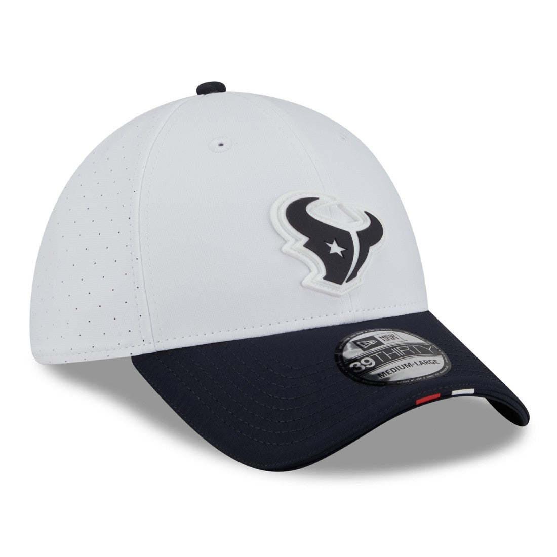 Houston Texans New Era 2025 NFL Training Camp 39THIRTY Flex Hat - White/Navy - NFL