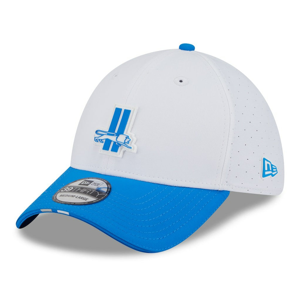 Detroit Lions New Era 2025 NFL Training Camp Throwback Logo 39THIRTY Flex Hat - White/Blue - NFL