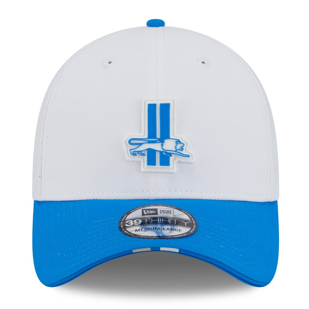 Detroit Lions New Era 2025 NFL Training Camp Throwback Logo 39THIRTY Flex Hat - White/Blue - NFL