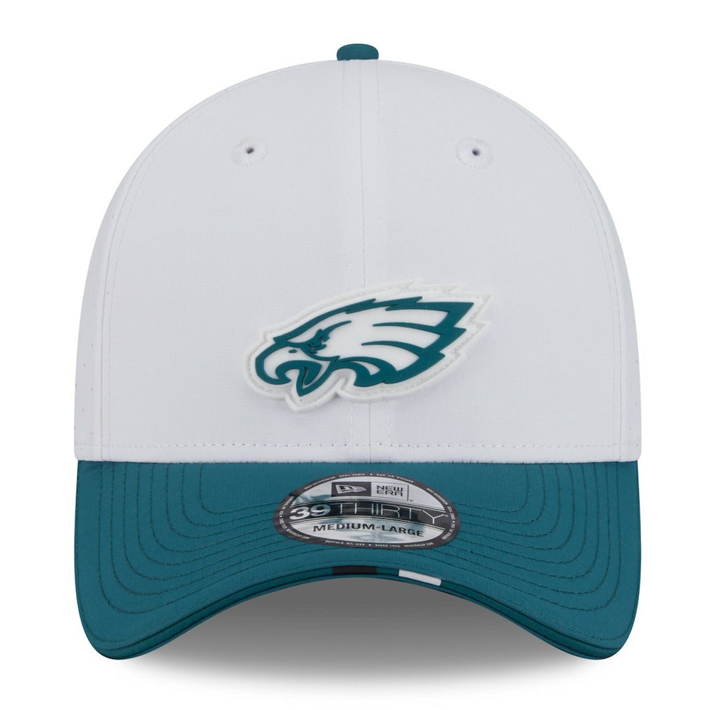 Philadelphia Eagles New Era 2025 NFL Training Camp 39THIRTY Flex Hat - White/Midnight Green - NFL