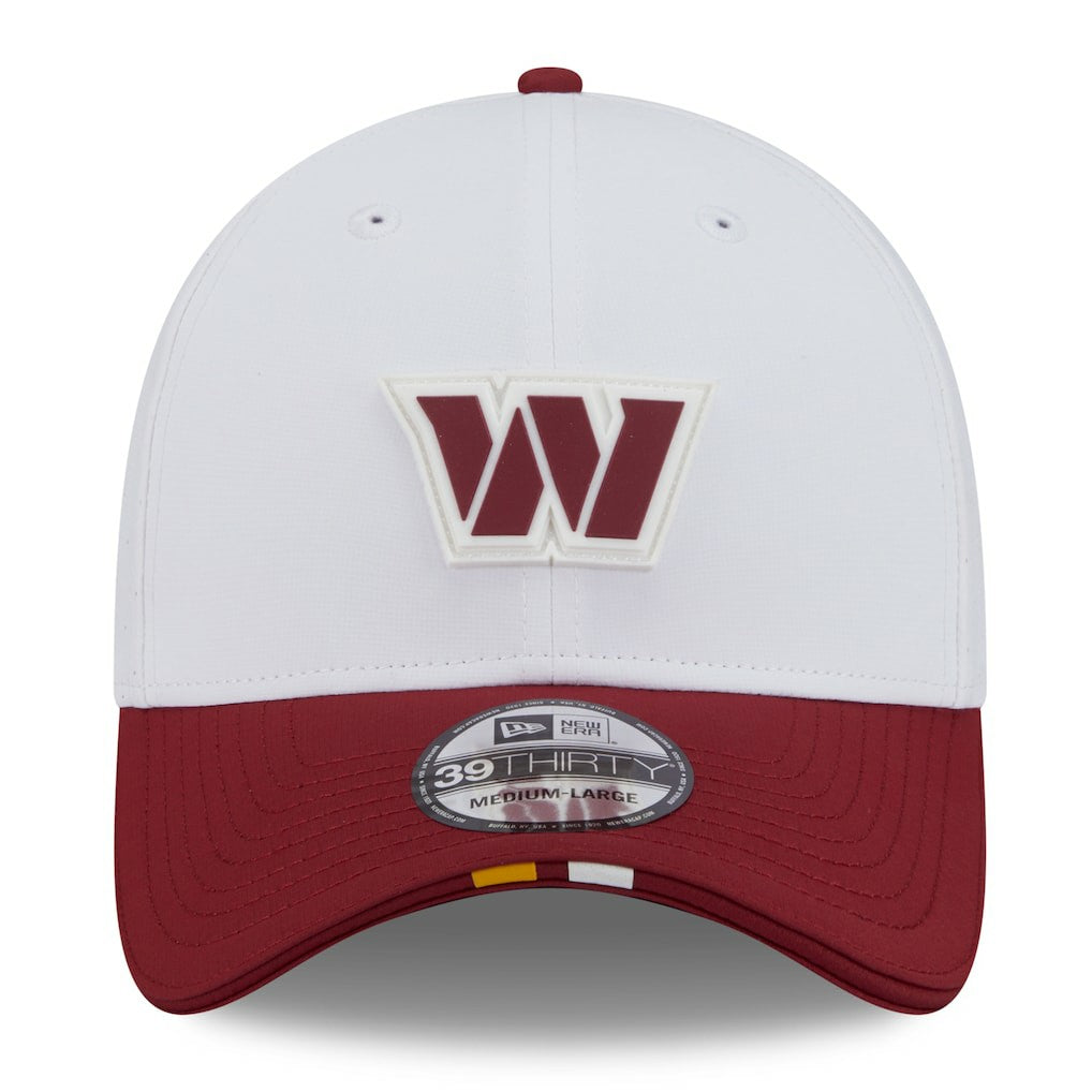 Washington Commanders New Era 2025 NFL Training Camp 39THIRTY Flex Hat - White/Burgundy - NFL