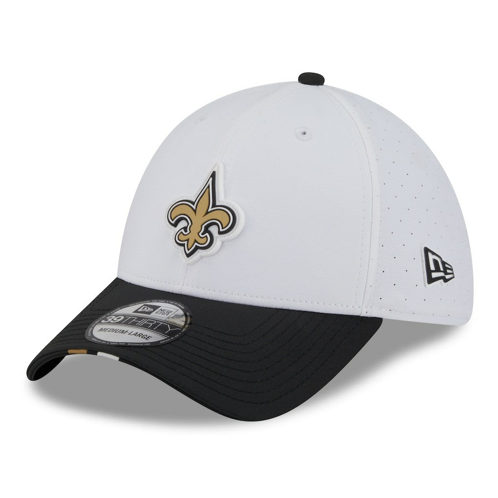 New Orleans Saints New Era 2025 NFL Training Camp 39THIRTY Flex Hat - White/Black - NFL